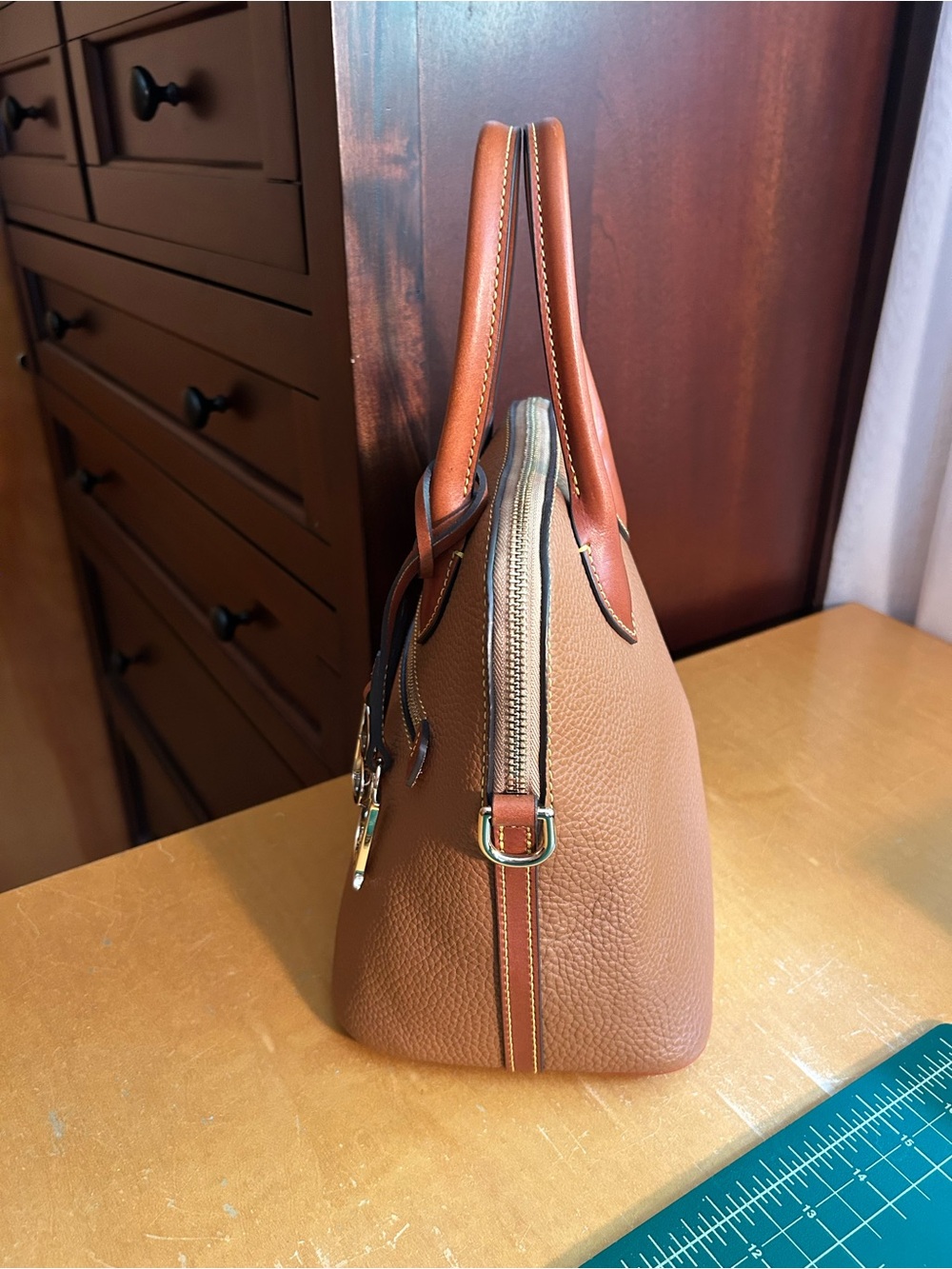 Dooney & Bourke Domed Satchel in Pebbled Leather - Picture 4 of 14
